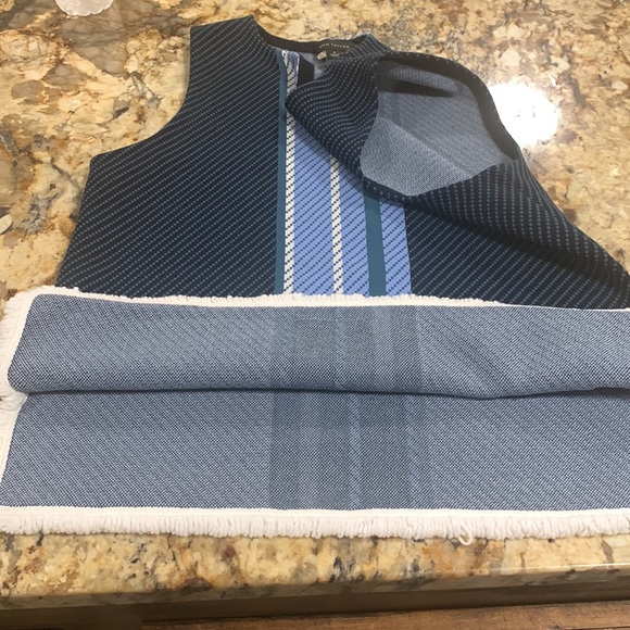 Ann Taylor Striped Sleeveless Sweater with fringe - Picture 6 of 8